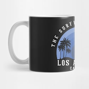 Los Angeles California Surfing Palm And Beach Paradise 80s 70s Mug